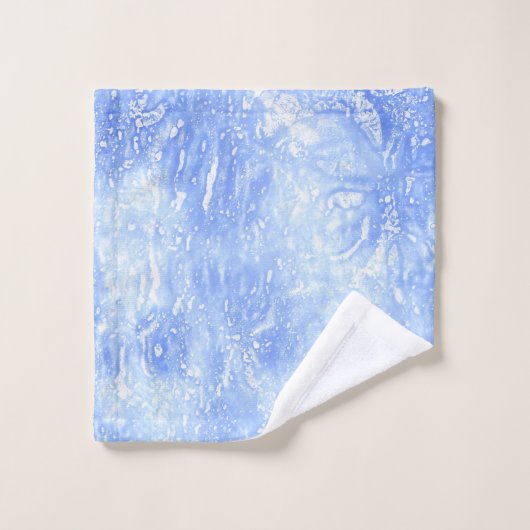 Hellblau und weiß Abstraktes Badetuch Set (Waschlappen)