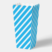 Hellblau und weiß diagonal gestreifter Popcorn Fav Geschenkschachtel (Vorderseite)