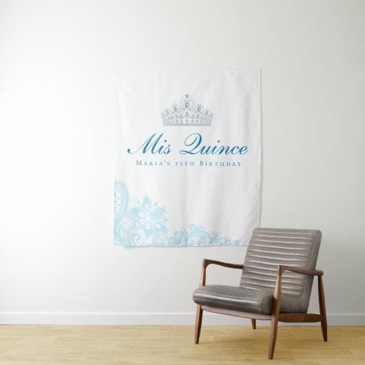 Hellblau und weiß gestrichen Quinceanera Hintergru Wandteppich (Beispiel)