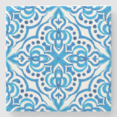 Hellblau und weiß marokkanisch steinuntersetzer (Vorderseite)