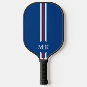 hellblau und weiß Modernes Monogramm-Pickleball Pickleball Schläger