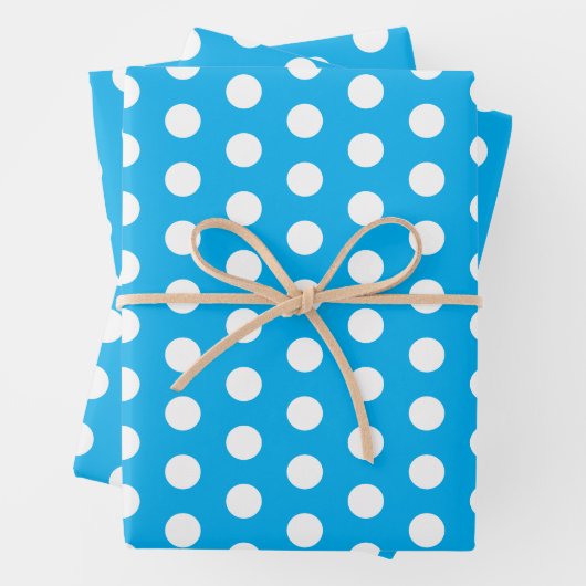 Hellblau und weiße Tupfen  Geschenkpapier Set (Beispiel)
