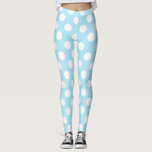 Hellblau und weiße Tupfen Leggings