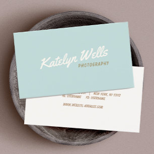 Hellblau Vintage Handschrift Schrift Typography Visitenkarte