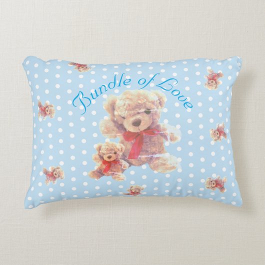 Hellblau vintage Teddybär-Kinderzimmer Dekokissen (Vorderseite)