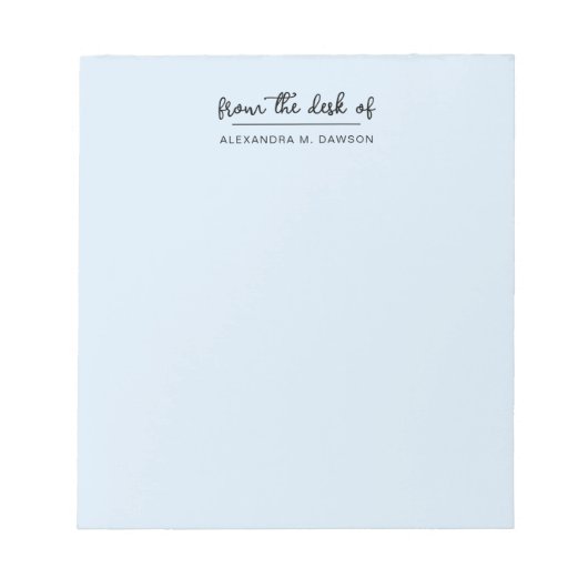 Hellblau vom Schreibtisch mit einfachem Skriptname Notizblock (Vorderseite)