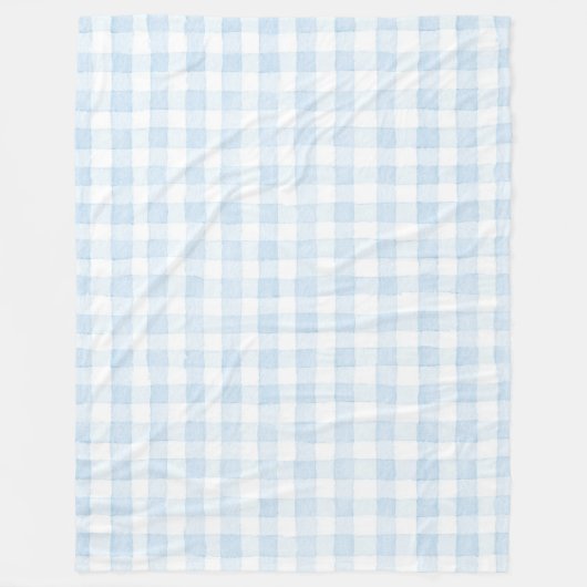 Hellblau Weiß Kariert Gestreift Fleecedecke (Vorderseite)