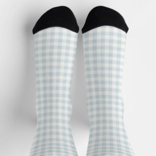 Hellblau Weiß Kariert Gestreift Socken