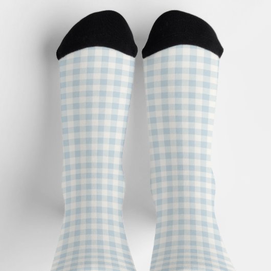 Hellblau Weiß Kariert Gestreift Socken (Oben)