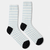 Hellblau Weiß Kariert Gestreift Socken (Rechts)