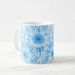 Hellblau Weiß Tie Dye Kaffeetasse