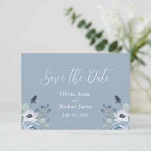 Hellblau-weiße floraler Save-The-Date-Karten Save The Date