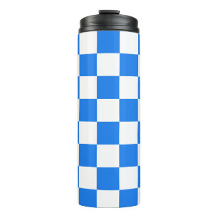 Hellblau-weiße Karos Thermosbecher