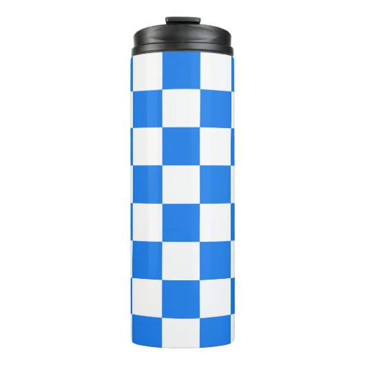 Hellblau-weiße Karos Thermosbecher (Vorderseite)