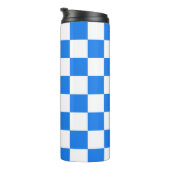 Hellblau-weiße Karos Thermosbecher (Nach rechts gedreht)