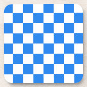 Hellblau-weiße Schachbrettmuster Getränkeuntersetzer (Vorderseite)