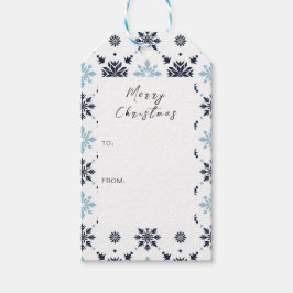 Hellblau-weiße Schneeflocke Geschenkanhänger