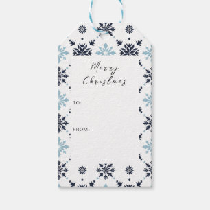 Hellblau-weiße Schneeflocke Geschenkanhänger