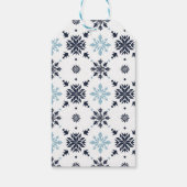 Hellblau-weiße Schneeflocke Geschenkanhänger (Rückseite)