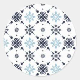 Hellblau-weiße Schneeflocke Runder Aufkleber