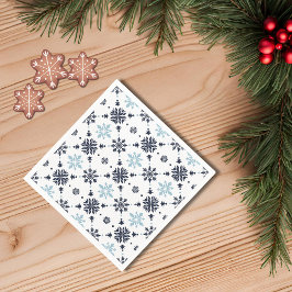 Hellblau-weiße Schneeflocke Serviette