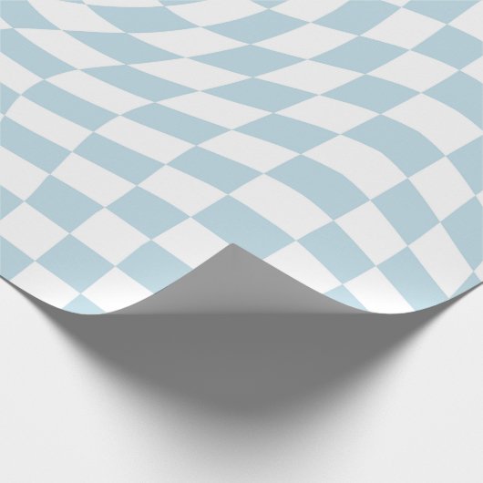 Hellblau, weißer Retro-Karo geprüft Geschenkpapier (Ecke)