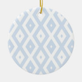 Hellblau-weißes Diamantmuster Keramik Ornament (Vorne)