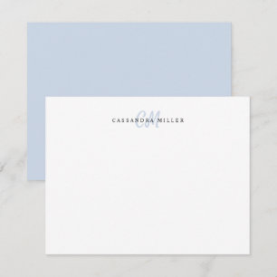 Hellblau zwei Buchstaben Anfangsmonogramm Name Mitteilungskarte