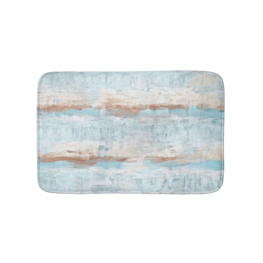 Hellblaubraune Streifen Badematte (Vorderseite)