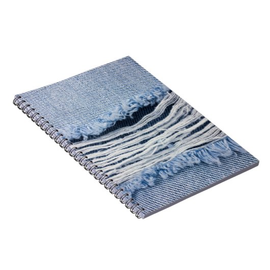 Hellblaue abgerissene Jeans-Textur. Notizblock (Rechte Seite)