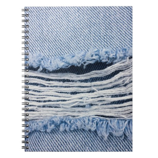 Hellblaue abgerissene Jeans-Textur. Notizblock (Vorderseite)