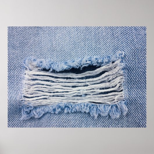 Hellblaue abgerissene Jeans-Textur. Poster (Vorne)