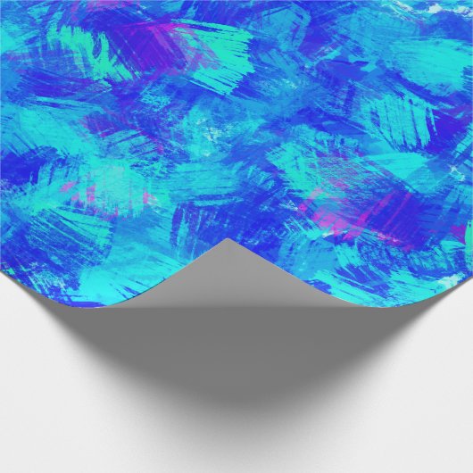 Hellblaue Abstrakte Pinselstriche Design Geschenkpapier (Ecke)