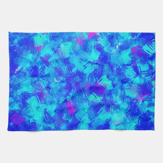 Hellblaue Abstrakte Pinselstriche Design Geschirrtuch (Horizontal)