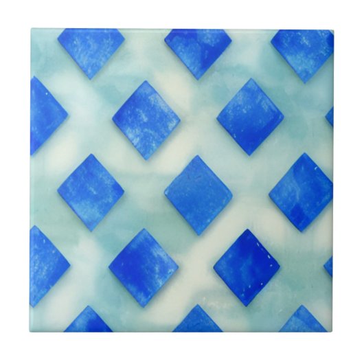 Hellblaue aquamarine geometrische Kunst Fliese (Vorderseite)