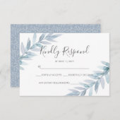 Hellblaue Aquarell-Blätter RSVP-Karten RSVP Karte (Vorne/Hinten)