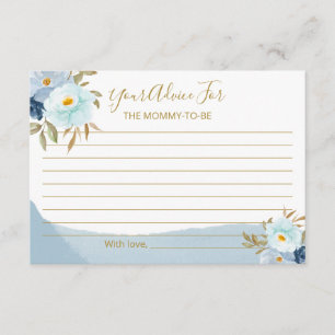 Hellblaue Aquarell-Blumen-Baby-Shower-Beratung Begleitkarte