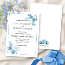 Hellblaue Aquarell-Botanische Florale Hochzeit