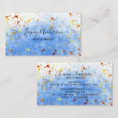 Hellblaue Aquarellfarben Imitat Goldfolie Glitzer Visitenkarte (Vorne/Hinten)