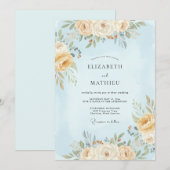 Hellblaue Ätherische Blumenhochzeit Einladung (Vorne/Hinten)