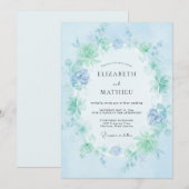 Hellblaue Ätherische Blütenhochzeit Einladung (Vorne/Hinten)