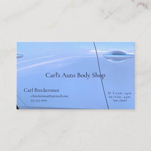 Hellblaue Autotür Visitenkarte (Vorderseite)