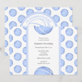 hellblaue Basketballmuster Mädchen Geburtstag Einladung (Vorne/Hinten)