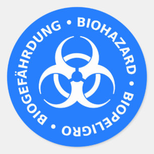 Hellblaue Biogefährdung-Warnaufkleber Runder Aufkleber