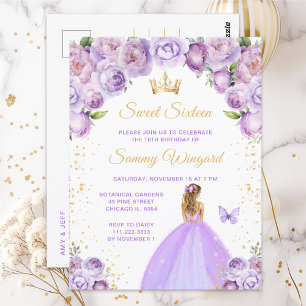 Hellblaue Blondhaar-Prinzessin Sweet Sixteen Postkarte