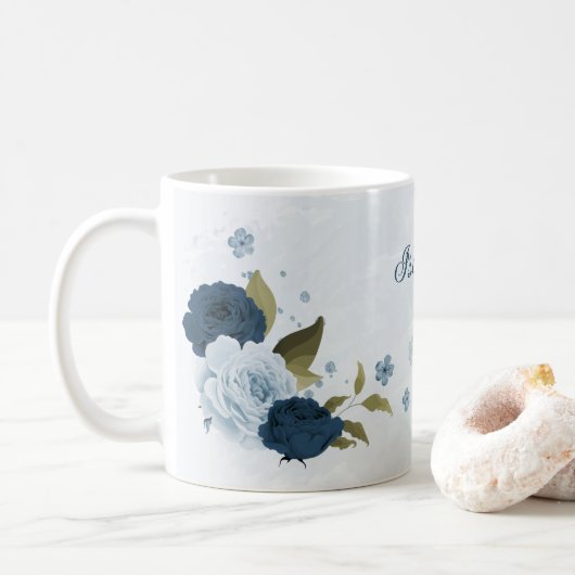 hellblaue Blume Kaffeetasse (Mit Donut)