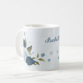 hellblaue Blume Kaffeetasse (Vorderseite Links)