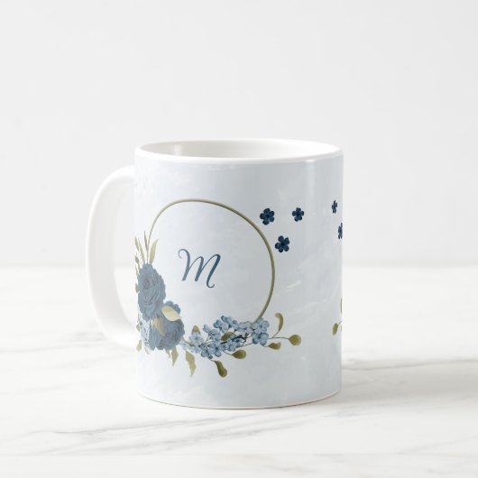 hellblaue Blume Kaffeetasse (Vorderseite Links)