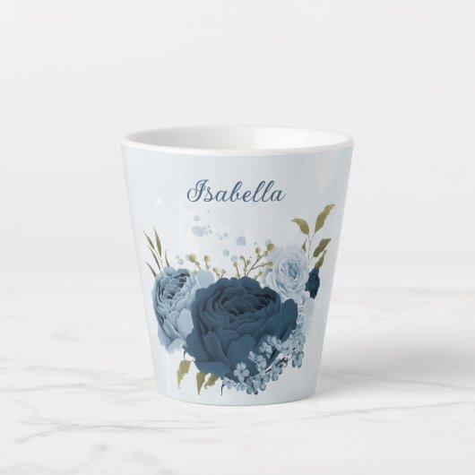 hellblaue Blume Milchtasse (Vorderseite)