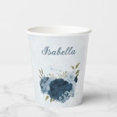 hellblaue Blume Pappbecher (Rückseite)